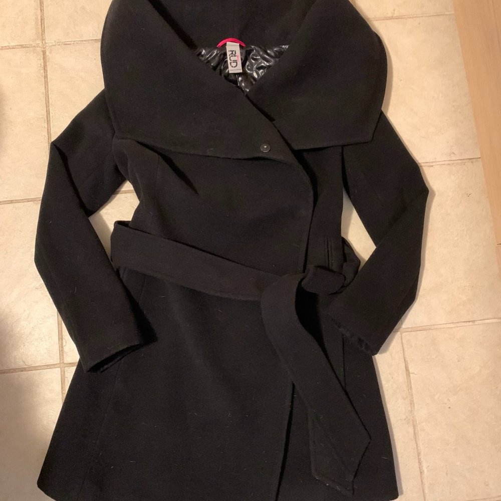 Rud By Rudsak Black Women Coat S Wrap Shawl Collar